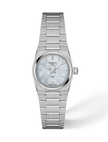 Vista frontal del reloj Tissot PRX 25mm con sombra