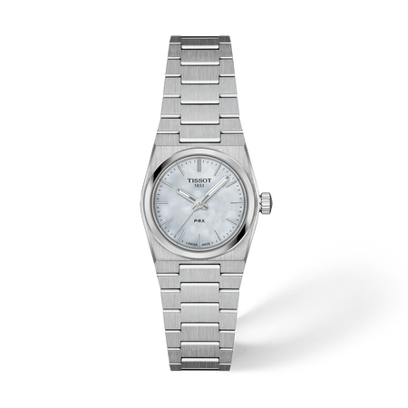 Front view of the watch Tissot PRX 25mm with shadow
