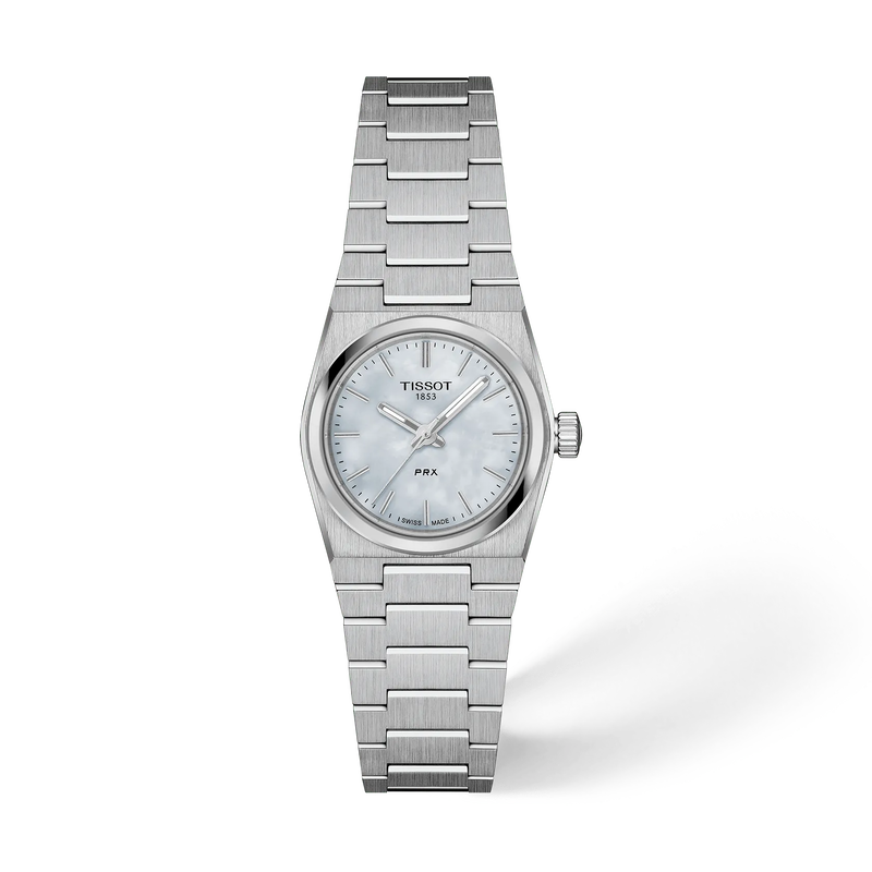 Front view of the watch Tissot PRX 25mm with shadow