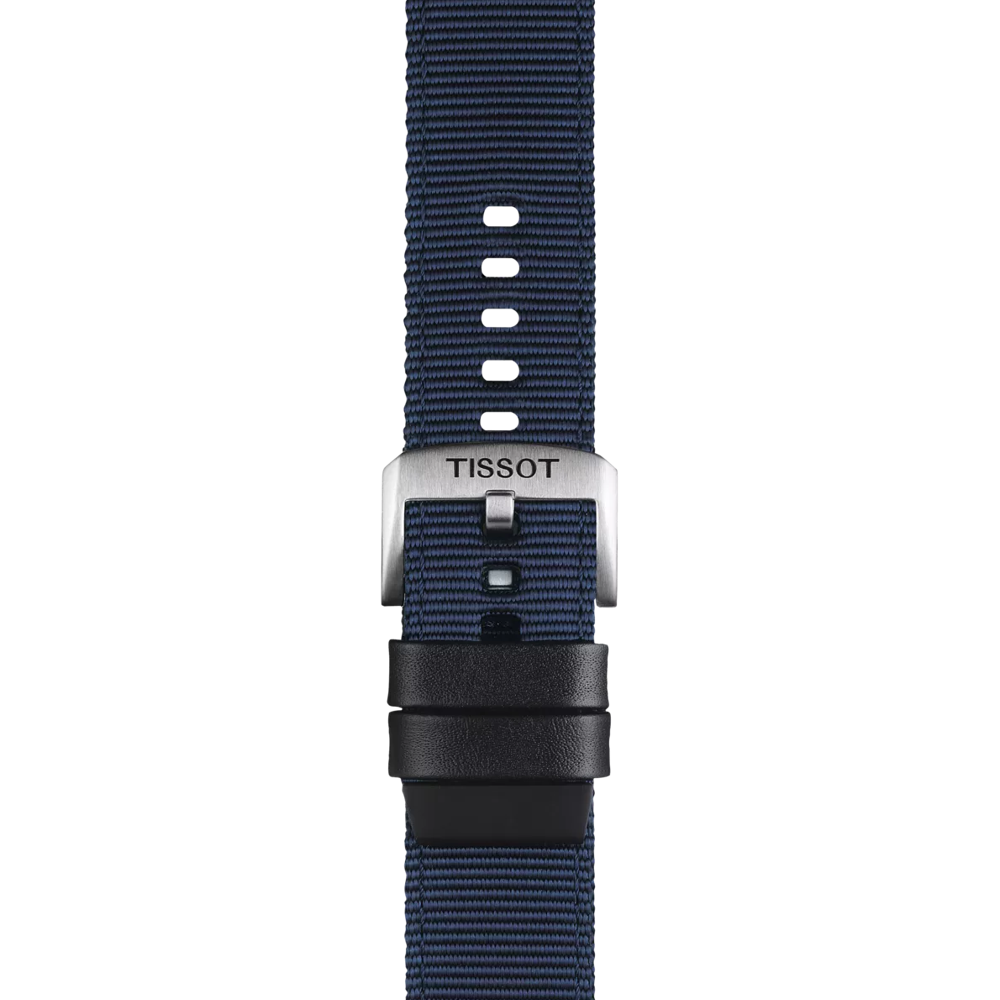 TISSOT ブルー ファブリック＆レザーパーツストラップ 22mmのズーム