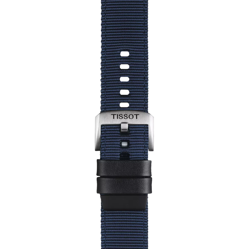 TISSOT ブルー ファブリック＆レザーパーツストラップ 22mmのズーム