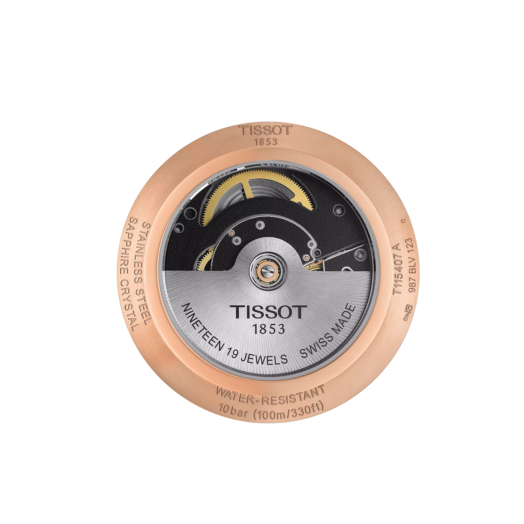 Back view of the watch case Tissot T-Race Swissmatic