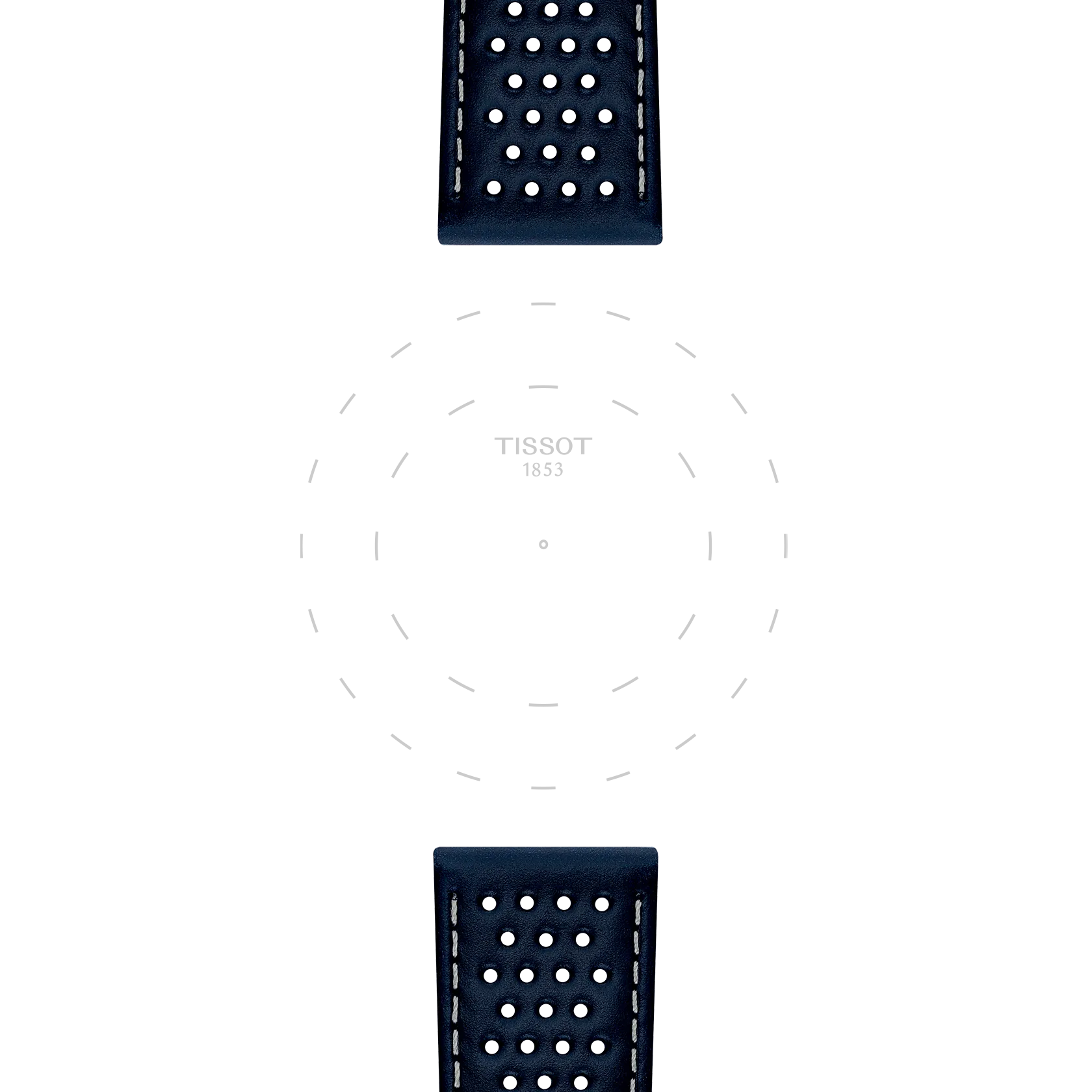 Focus on the lugs of Tissot Official Blue Leather Strap Lugs 22 mm