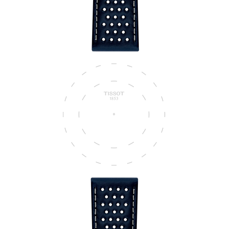 Focus on the lugs of Tissot Official Blue Leather Strap Lugs 22 mm