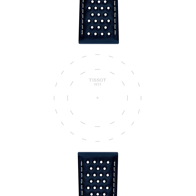 Focus on the lugs of Tissot Official Blue Leather Strap Lugs 22 mm