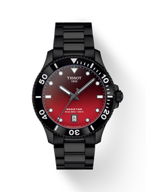Front view of the watch Tissot Seastar 1000 40mm with shadow