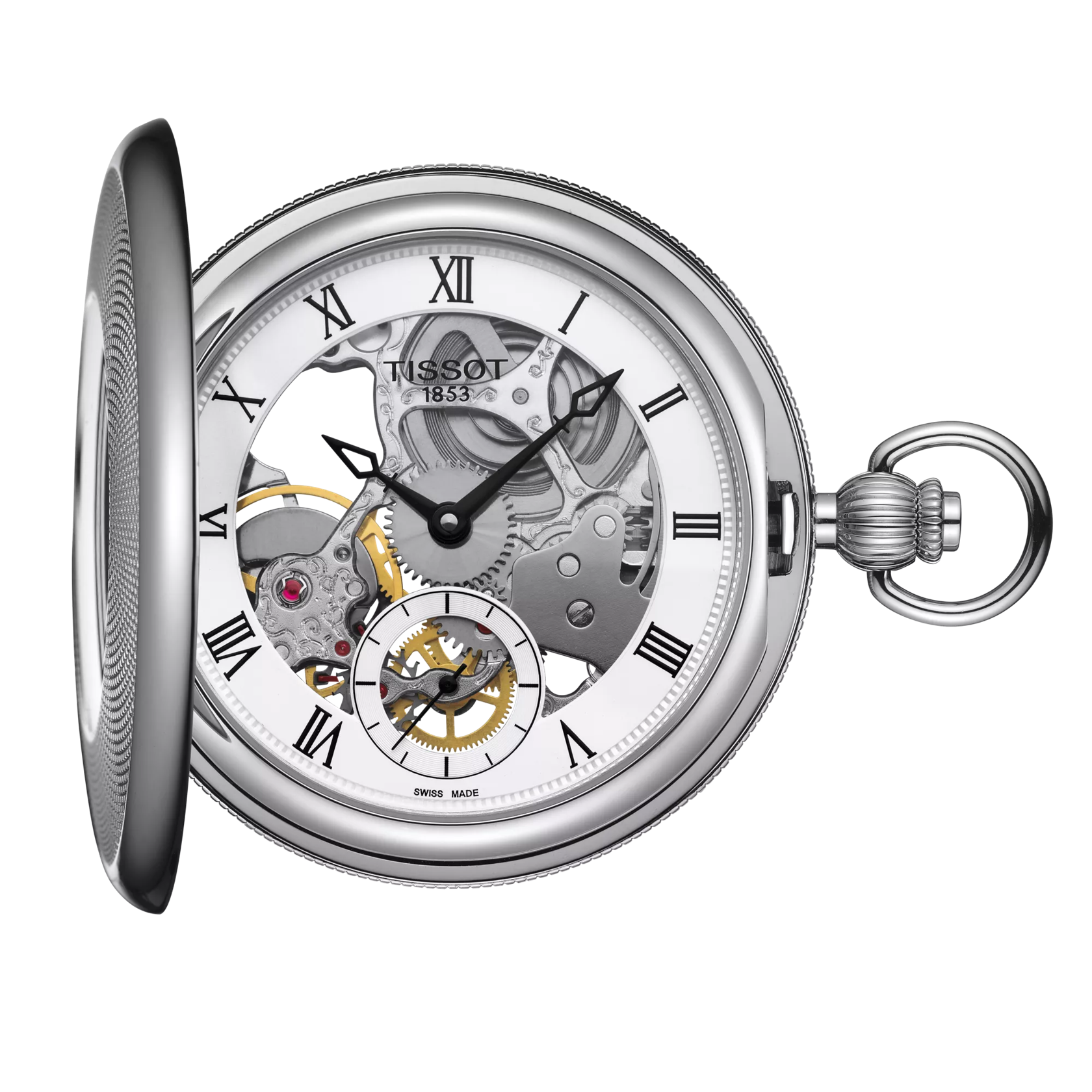 Vooraanzicht van het horloge Tissot Bridgeport Mechanical Skeleton