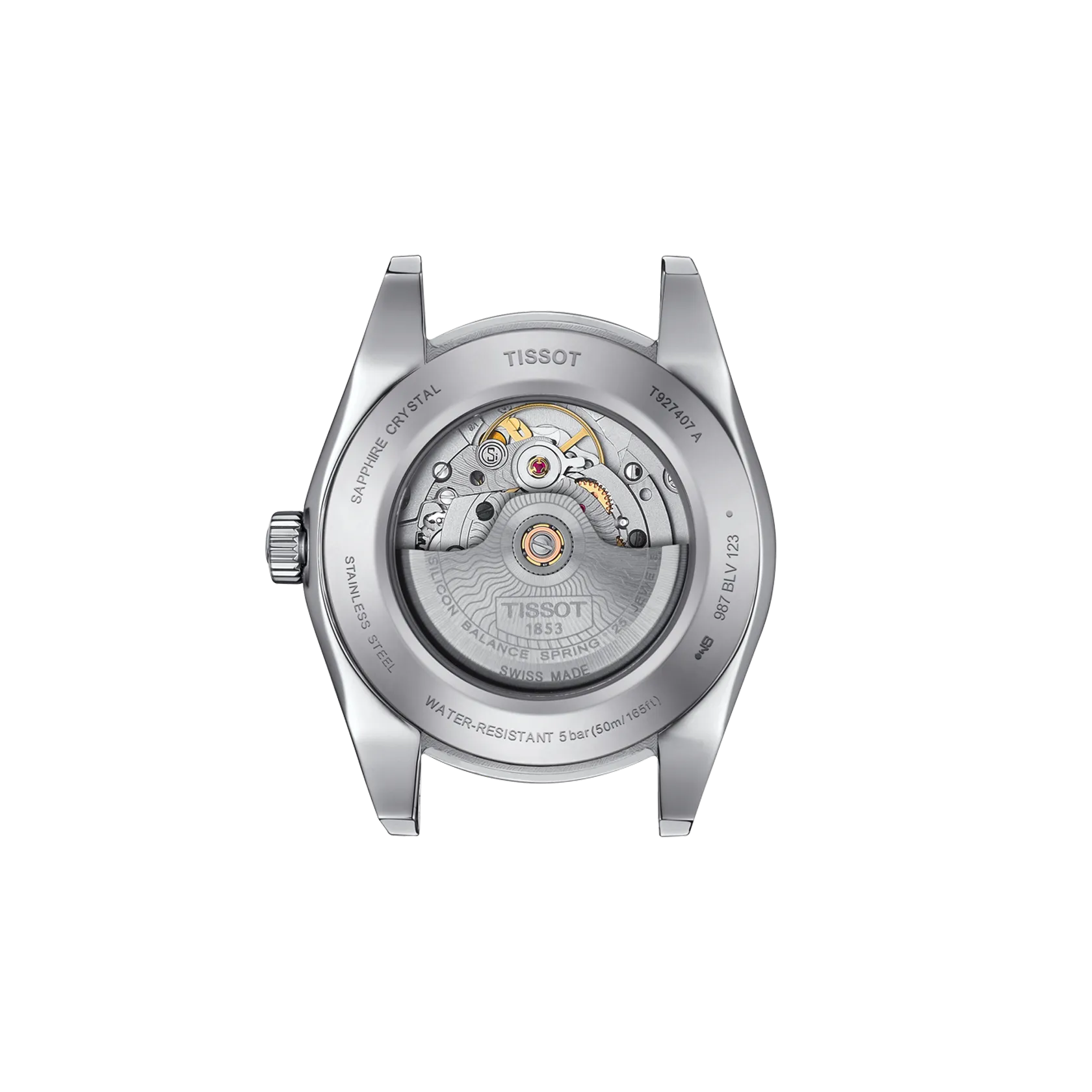 Back view of the watch case Tissot Gentleman Gold Bezel 40mm