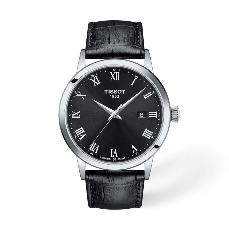 Vista frontal del reloj Tissot Classic Dream 42mm con sombra