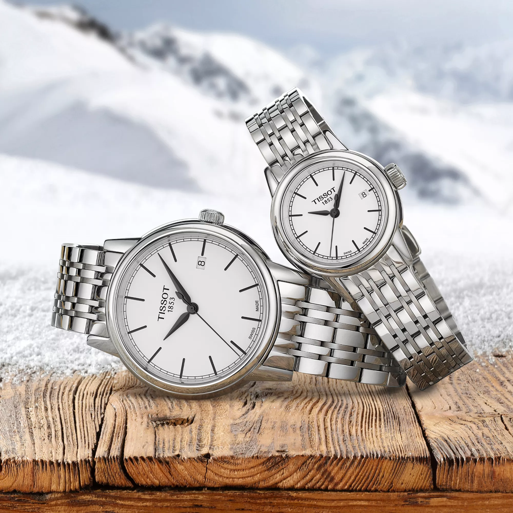 Tissot Carson Lady watch on a colored background