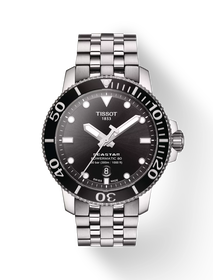 Front view of the watch Tissot Seastar 1000 43mm with shadow