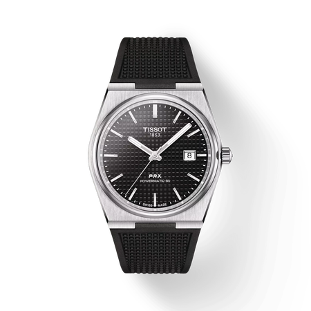 Front view of the watch Tissot PRX 40mm with shadow