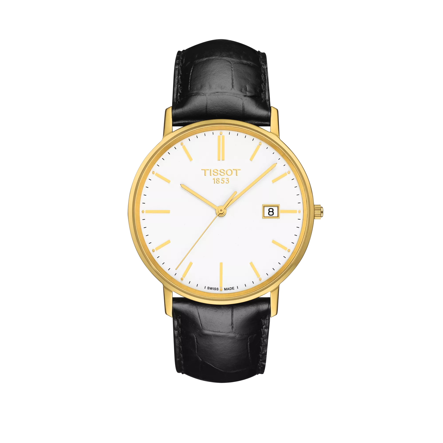 Front view of the watch Tissot Goldrun Gold 38mm
