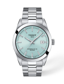 Vista frontal del reloj Tissot Gentleman 40mm con sombra