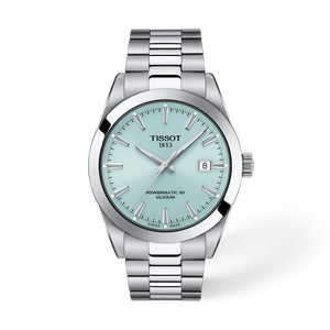 Front view of the watch Tissot Gentleman 40mm with shadow