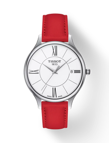 Front view of the watch Tissot Bella Ora Round with shadow