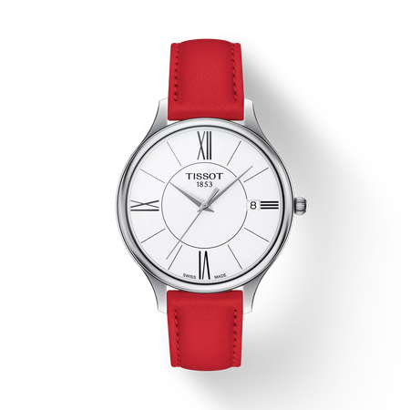 Front view of the watch Tissot Bella Ora Round with shadow