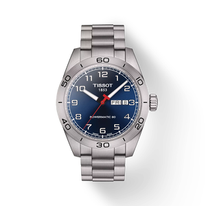 มุมมองด้านหน้าของนาฬิกา Tissot PRS 516 Powermatic 80 พร้อมเงา
