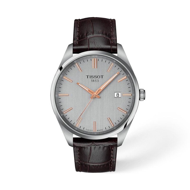 Vue de face de la montre Tissot PR 100 40mm avec ombre