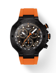 Front view of the watch Tissot T-Race 45mm with shadow