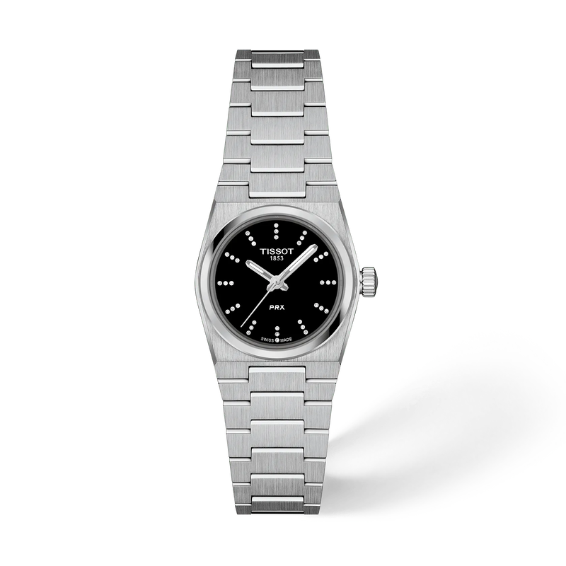 Front view of the watch Tissot PRX 25mm with shadow
