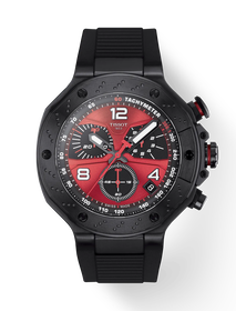 Front view of the watch Tissot T-Race MotoGP 2026 45mm with shadow