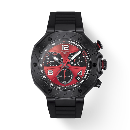 Front view of the watch Tissot T-Race MotoGP 2026 45mm with shadow