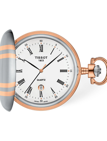 Front view of the watch Tissot Savonnette 49.5mm with shadow