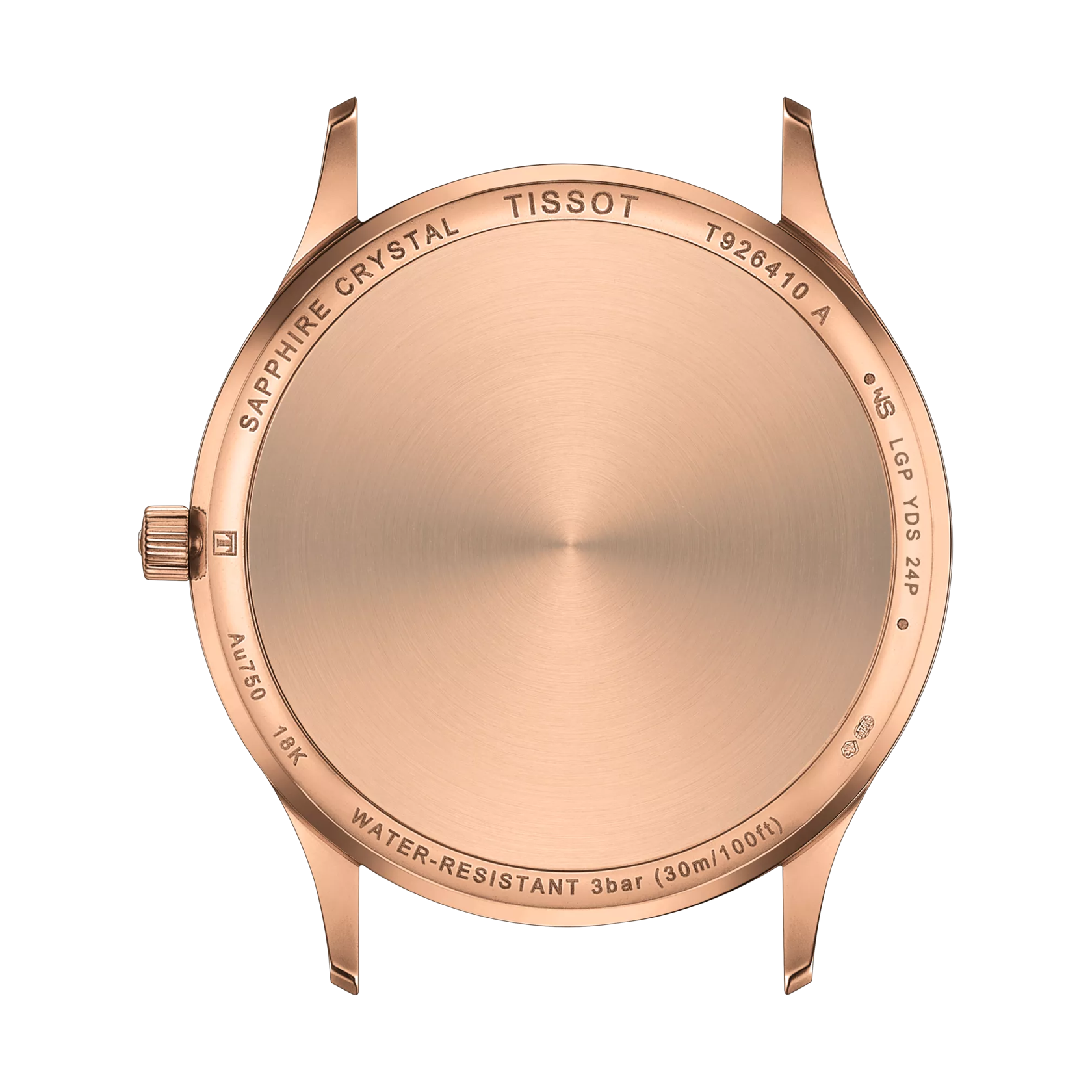 Vue arrière du boîtier de la montre Tissot Excellence 18K Gold