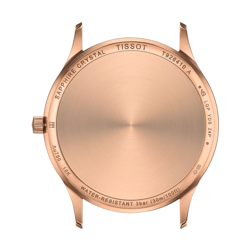 Vue arrière du boîtier de la montre Tissot Excellence 18K Gold