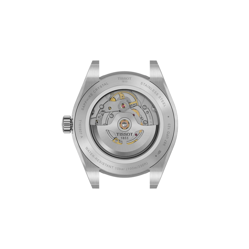 Back view of the watch case Tissot Gentleman Gold Bezel 38mm