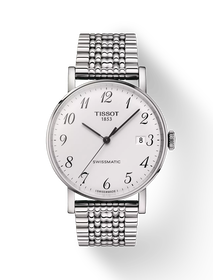 Front view of the watch Tissot Everytime Swissmatic 40mm with shadow