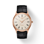 Vooraanzicht van het horloge Tissot Excellence Automatic 18K Gold met schaduw