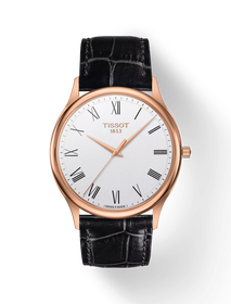 Front view of the watch Tissot Excellence 18K Gold with shadow