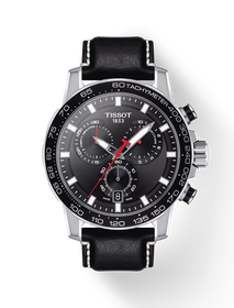 Front view of the watch Tissot Supersport Chrono 45.5mm with shadow