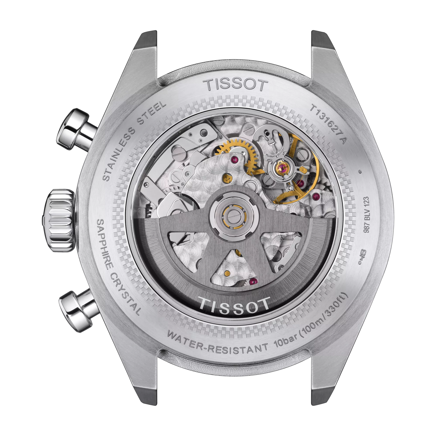 Back view of the watch case Tissot PRS 516 Automatic Chronograph