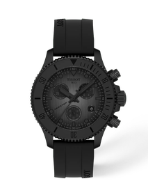 Front view of the watch Tissot Seastar 1000 38mm with shadow