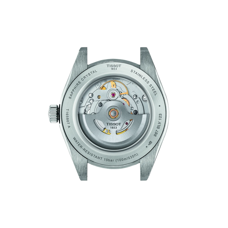 Vista posterior de la caja del reloj Tissot Gentleman 38mm