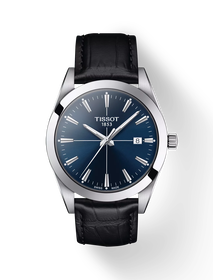 มุมมองด้านหน้าของนาฬิกา Tissot Gentleman พร้อมเงา