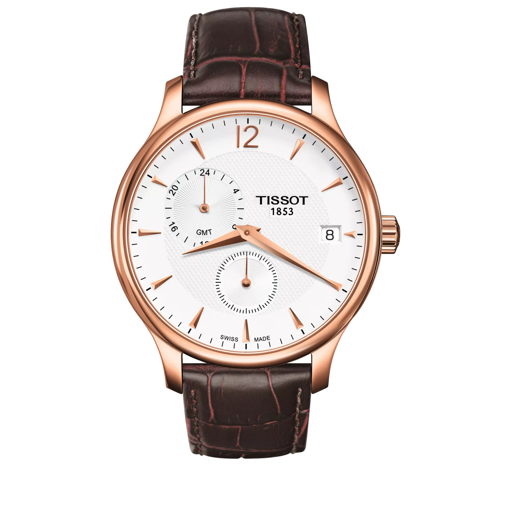 Front view of the watch Tissot Tradition GMT