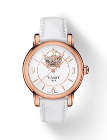 Front view of the watch Tissot Lady Heart Powermatic 80 with shadow