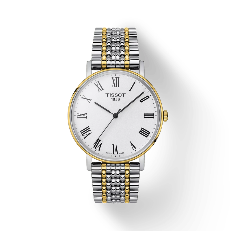 Front view of the watch Tissot Everytime 38mm with shadow