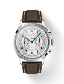 그림자가 있는 티쏘 텔레미터 1938 시계의 전면 보기