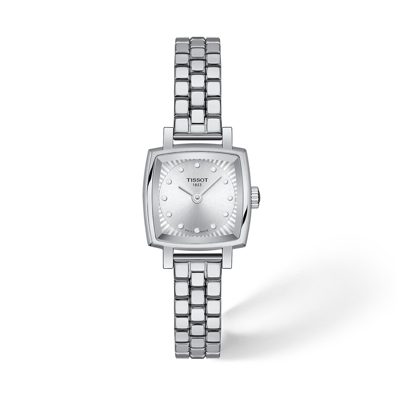 Front view of the watch Tissot Lovely Square 20x20mm with shadow