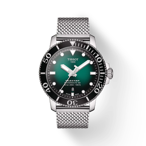 Front view of the watch Tissot Seastar 1000 Powermatic 80 with shadow