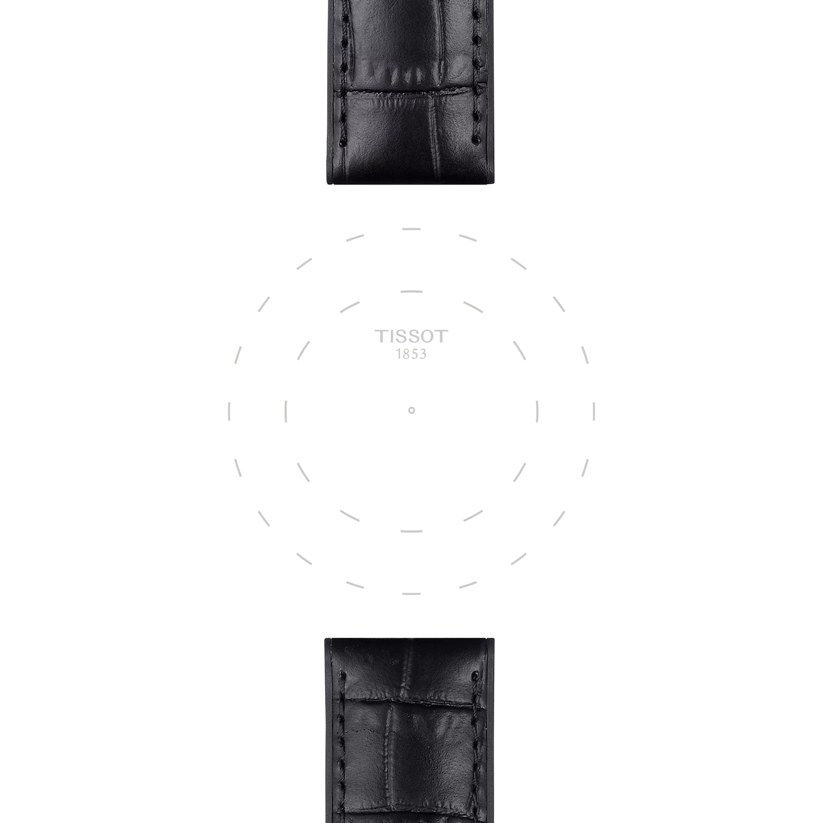 Focus on the lugs of Tissot Official Black Leather and Rubber Parts Strap Lugs 22 mm