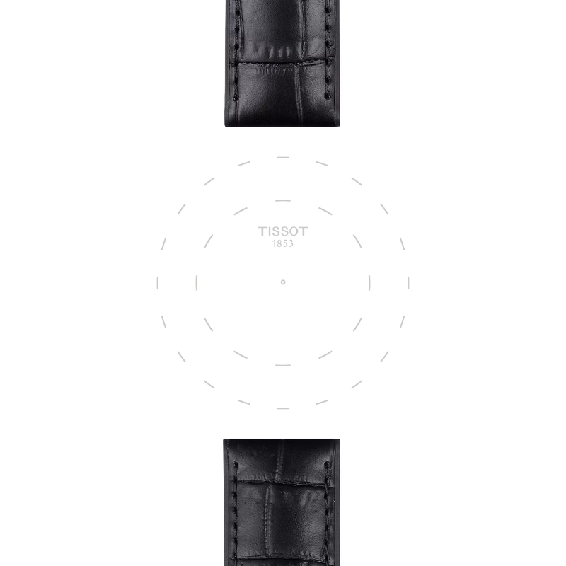 Focus on the lugs of Tissot Official Black Leather and Rubber Parts Strap Lugs 22 mm
