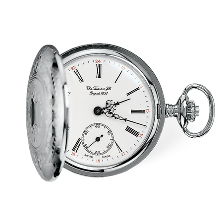 Front view of the watch Tissot Savonnette 49.55mm with shadow
