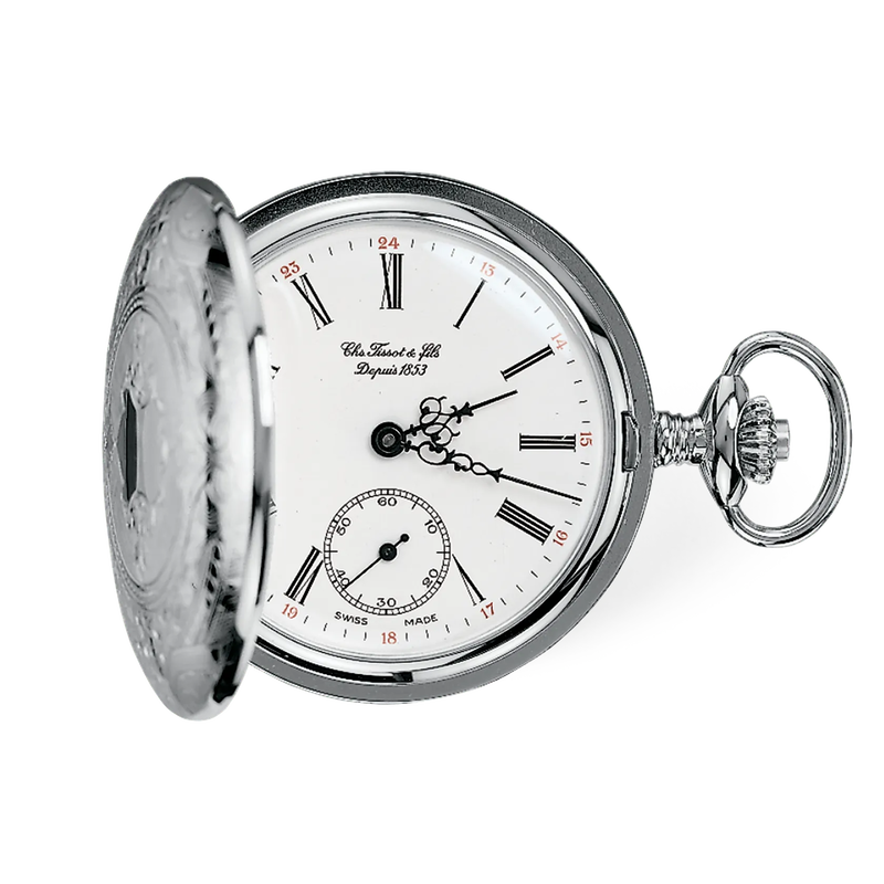 Front view of the watch Tissot Savonnette 49.55mm with shadow