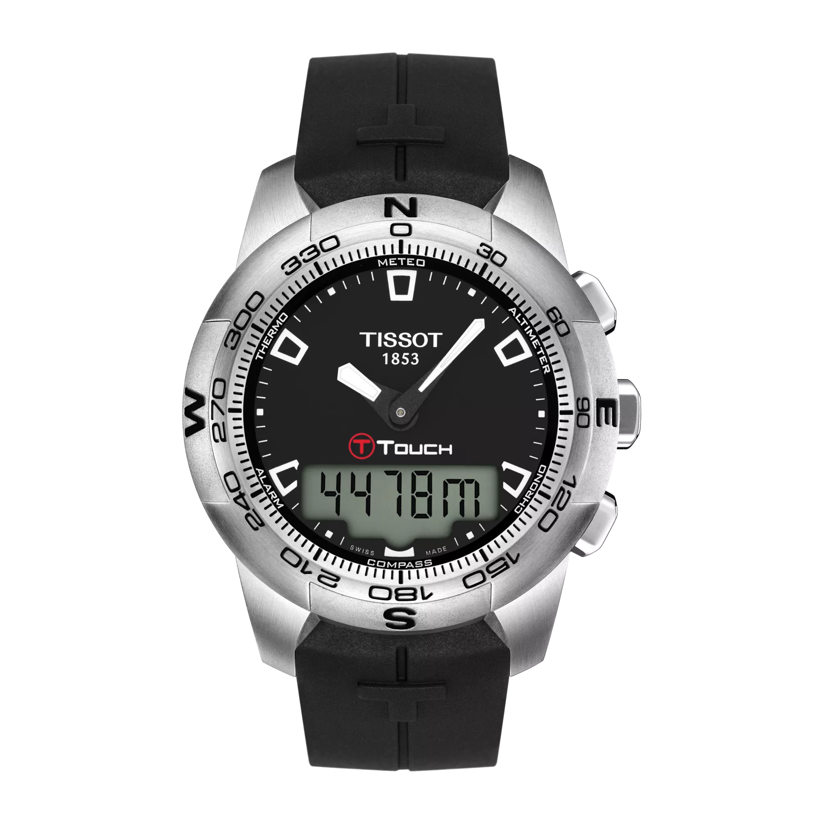 Front view of the watch Tissot T-Touch II Stainless Steel